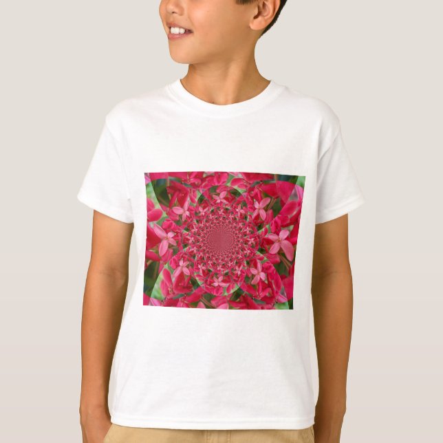 T-shirt Caleidoscópio de Crimson: Arte Flor Sanguínea Milk (Frente)