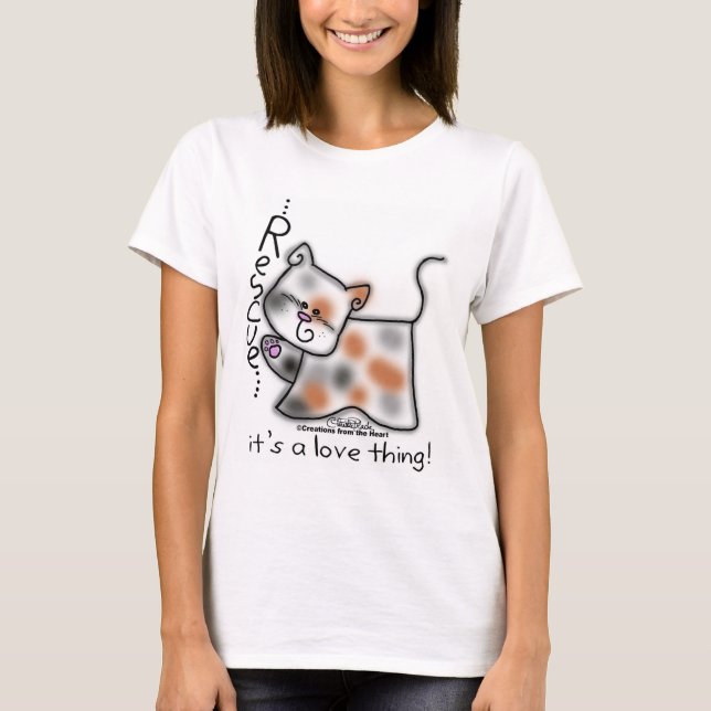T-shirt Calico RESCUE...é uma coisa de amor! (Frente)