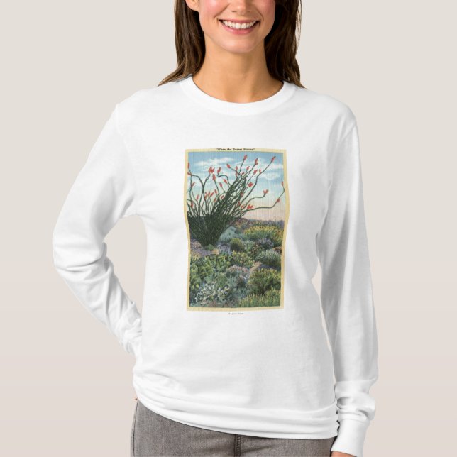 T-shirt CaliforniaView dos cactos na flor (Frente)