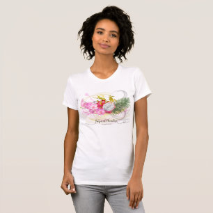 T-shirt Caligrafia tropical entre Frutas de dragões e orqu