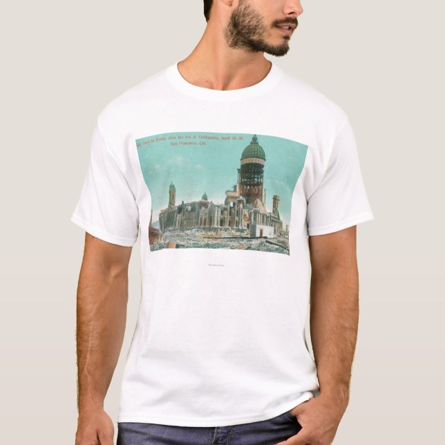 T-shirt Câmara municipal no fogo das ruínas depois de 1906 (Frente)