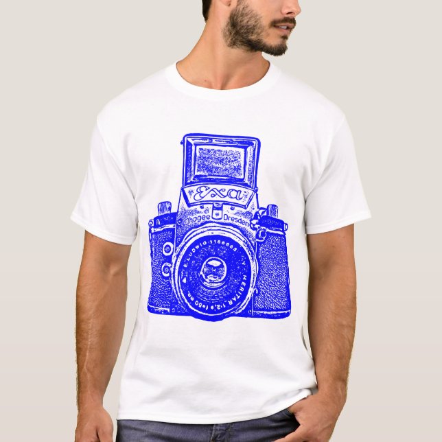 T-shirt Câmera gigante da Alemanha Oriental - Azul (Frente)