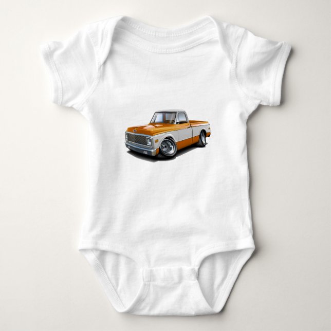 T-shirt Caminhão 1970-72 Alaranjado-Branco de Chevy C10 (Frente)