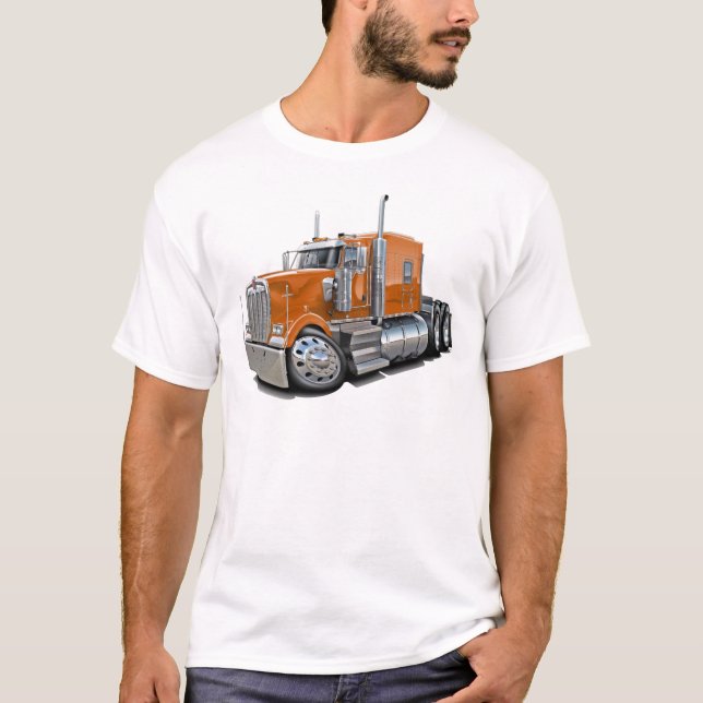 T-shirt Caminhão da laranja de Kenworth w900 (Frente)