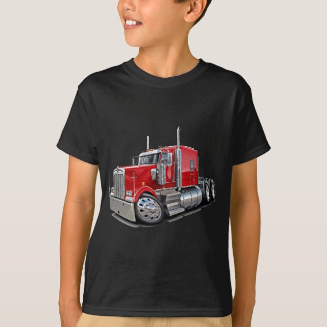 T-shirt Caminhão do vermelho de Kenworth w900 (Frente)