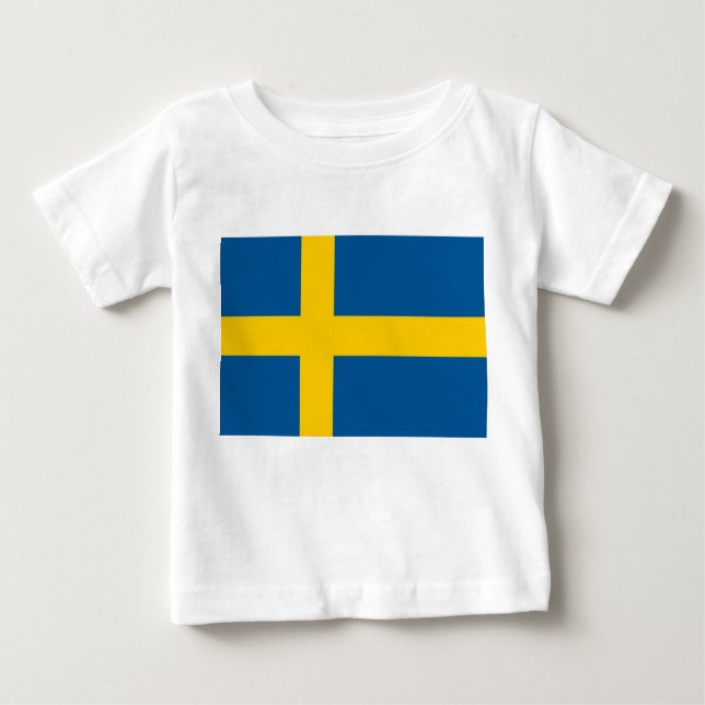 T-shirt Camisa-bebê com bandeira de Suecia (Frente)