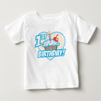 T-shirt Camisa-Cupcake de Primeiro Aniversário para Menino