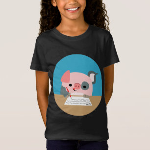 T-shirt Camisa-Escrevendo-Porco-Camisa