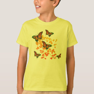 T-shirt Camisa-T da Borboleta Laranja-Refrigerante