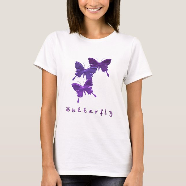 T-shirt Camisa-T de manga comprida de borboleta (Frente)
