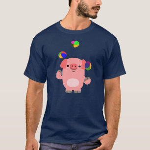 T-shirt Camisa-T de Porco de Cartoon Bonito Fazendo Malaba