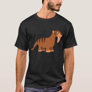 T-shirt Camisa-T de Thylacosmilus, Um Cartoon Sorridente