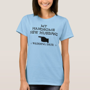 T-shirt Camisa-T do novo marido (data de casamento)