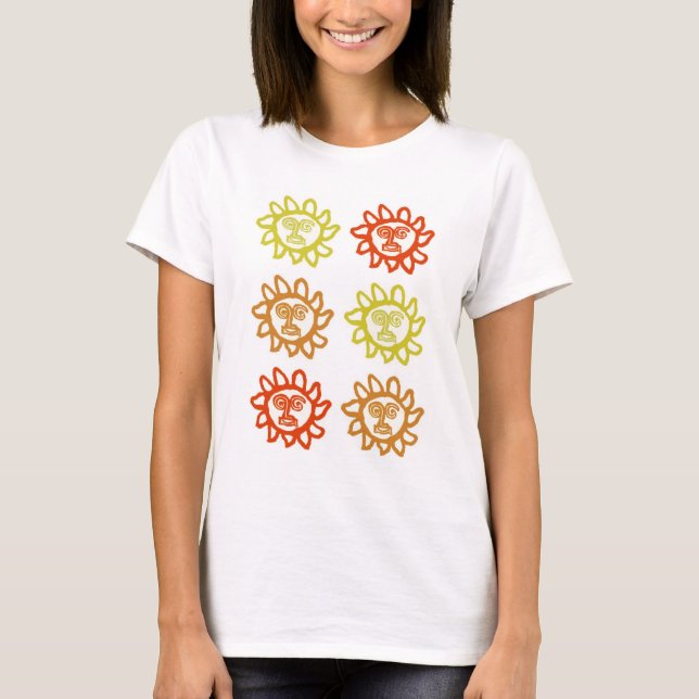 T-shirt Camisa-T feminina com Design de sol com face fria (Frente)