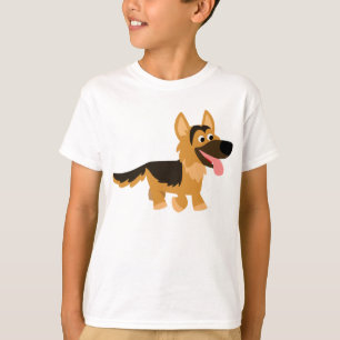 T-shirt Camisa-T German shepherd de desenho animado