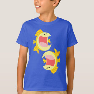 T-shirt Camisa-X de Peixes de Cartoon Bonitos