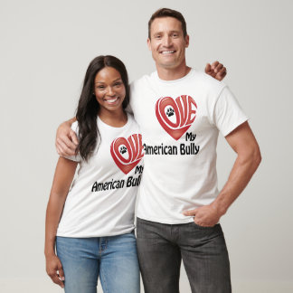 T-shirt Camiseta, Homens: Ame o Meu Bully Americano