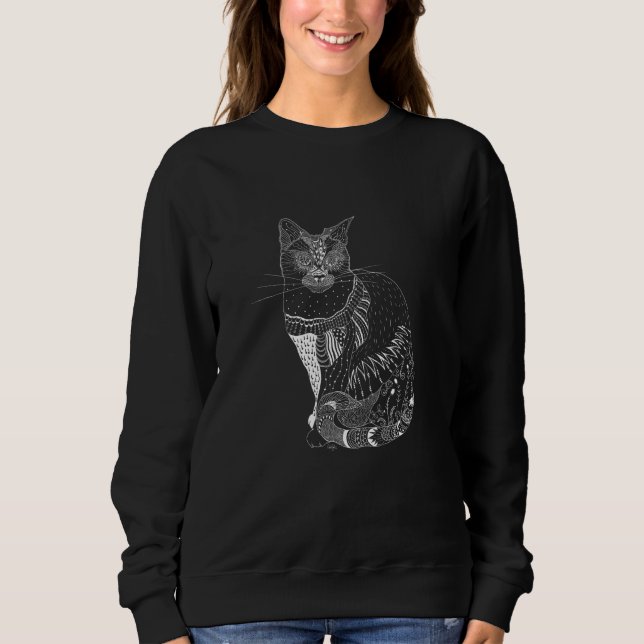 T-shirt Camisola branca do gato (Frente)