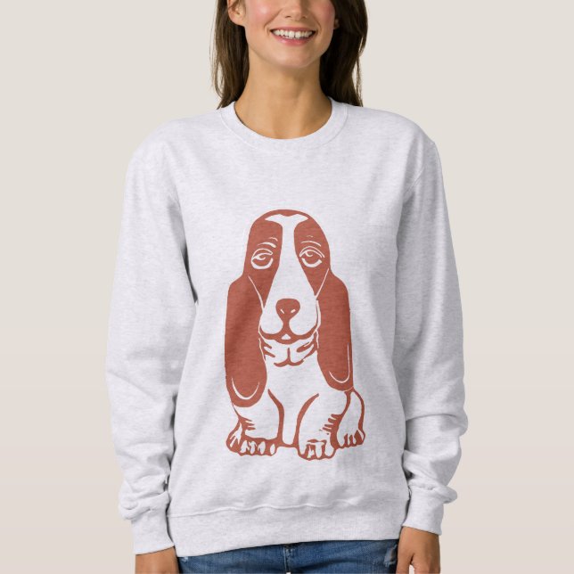 T-shirt Camisola de chapéu de Basset (Frente)