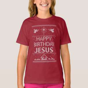 T-shirt Camisola do Natal de Jesus do feliz aniversario
