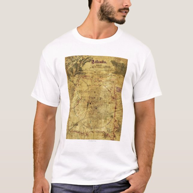 T-shirt Campanha de Atlanta - mapa panorâmico 2 da guerra (Frente)