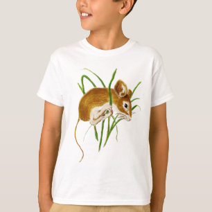 T-shirt Camundongos Cachorros, Rato Aquarela Natureza Anim