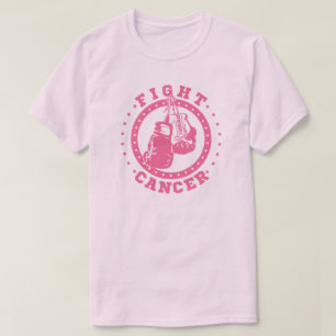 T-shirt Cancer cor-de-rosa da luta das luvas de