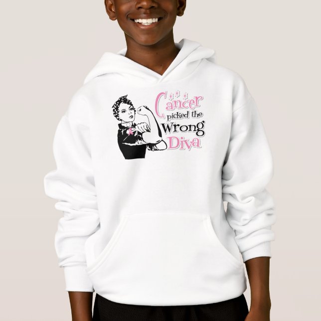 T-shirt Cancer Da Mama Escolheu A Diva Errada (Frente)
