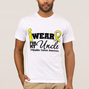 T-shirt Cancer De Bexiga Visto Fita Amarela Para Meu Tio