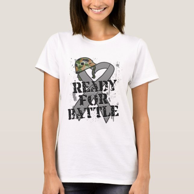 T-shirt Cancer De Cérebro Pronto Para A Batalha (Frente)