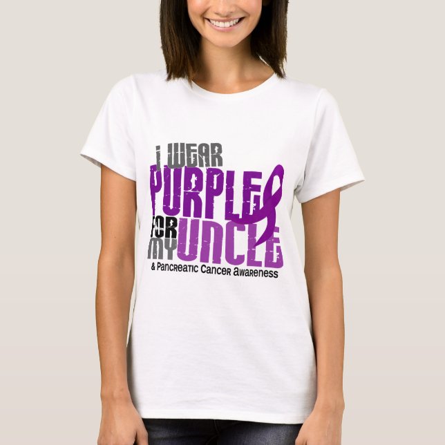 T-shirt Câncer de pâncreas eu visto o roxo para meu tio (Frente)