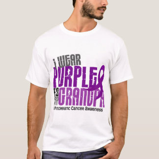 T-shirt Câncer de pâncreas eu visto o roxo para meu vovô