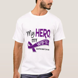 T-shirt Câncer de pâncreas MEU HERÓI MINHA ESPOSA 42