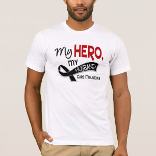 T-shirt Cancer de pele da melanoma MEU HERÓI MEU MARIDO 4