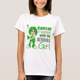 T-shirt Câncer de rim sujado com menina errada Green.png