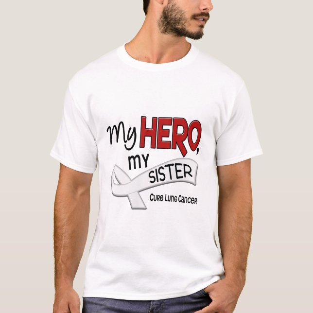 T-shirt Câncer pulmonar MEU HERÓI MINHA IRMÃ 42 (Frente)