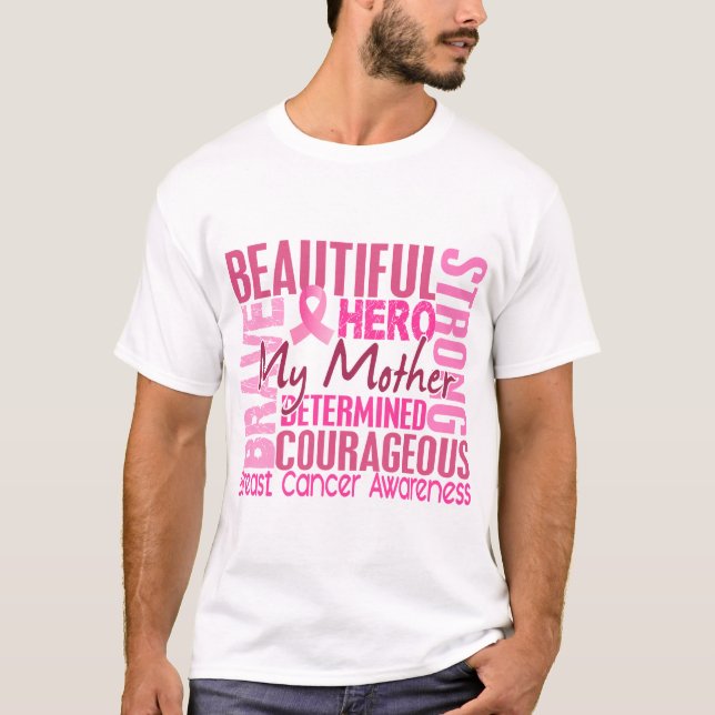 T-shirt Cancro da mama quadrado da mãe do tributo (Frente)
