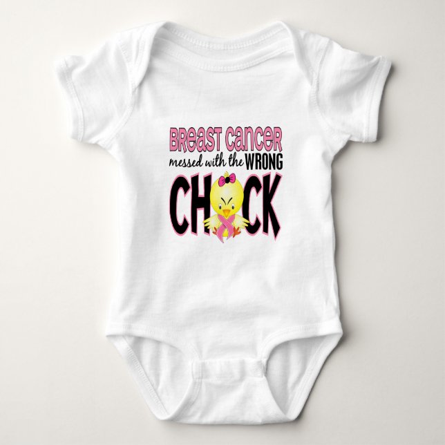T-shirt Cancro da mama sujado com o pintinho errado (Frente)