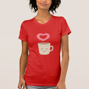 T-shirt Caneca de Café Fofa Cartoon, Amante de Café