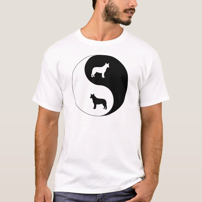 T-shirt Cão australiano Yin Yang do gado (Frente)