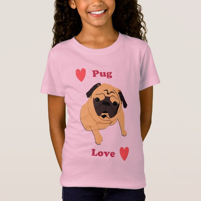 T-shirt Cão bonito do amor do Pug (Frente)
