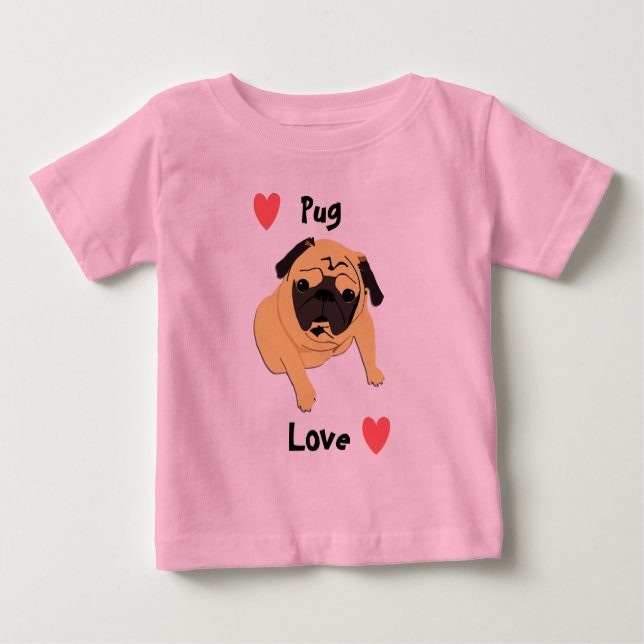 T-shirt Cão bonito do amor do Pug (Frente)
