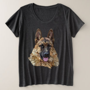 T-shirt Cão de german shepherd longo do cabelo