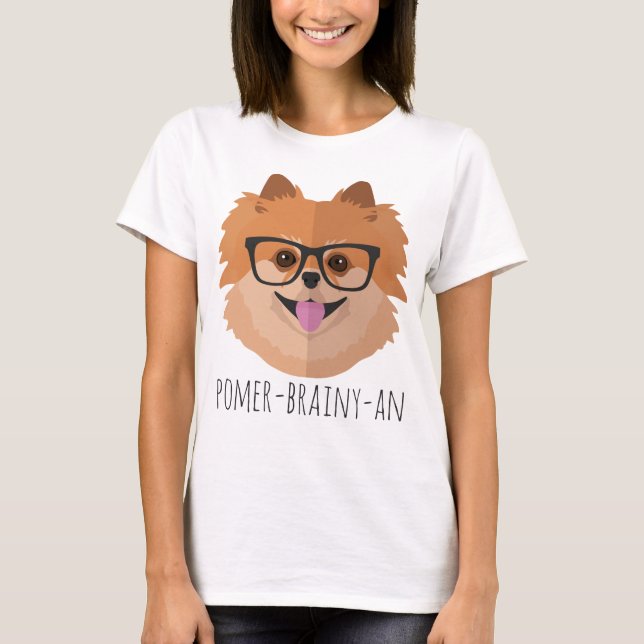 T-shirt Cão de Pomeranian em vidros do nerd | (Frente)