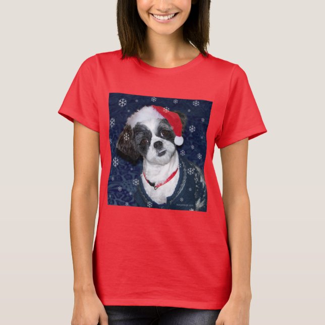 T-shirt Cão de Shih Tzu do Natal (Frente)