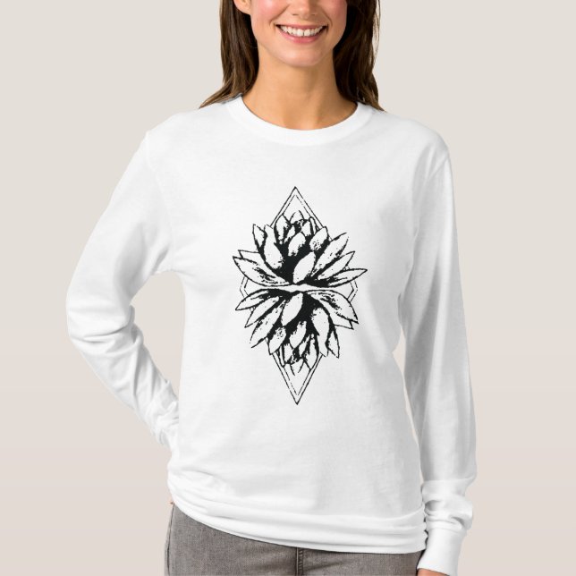 T-shirt Capa longa da flor de Lotus (Frente)