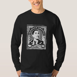 T-shirt Capa longa de Obama do selo (preto)