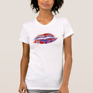 T-shirt Capa quente do boné do AA das senhoras dos lábio