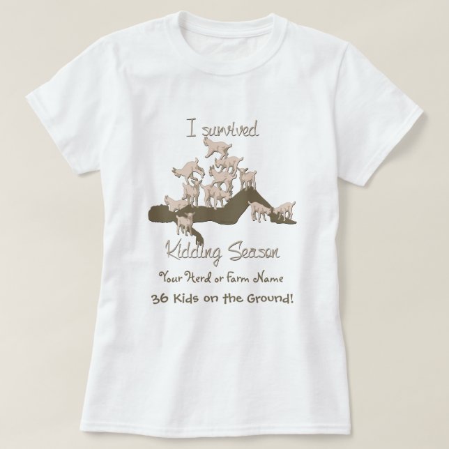 T-shirt CAPAS | I Survived Kidding Season by GetYerGoat (Frente do Design)