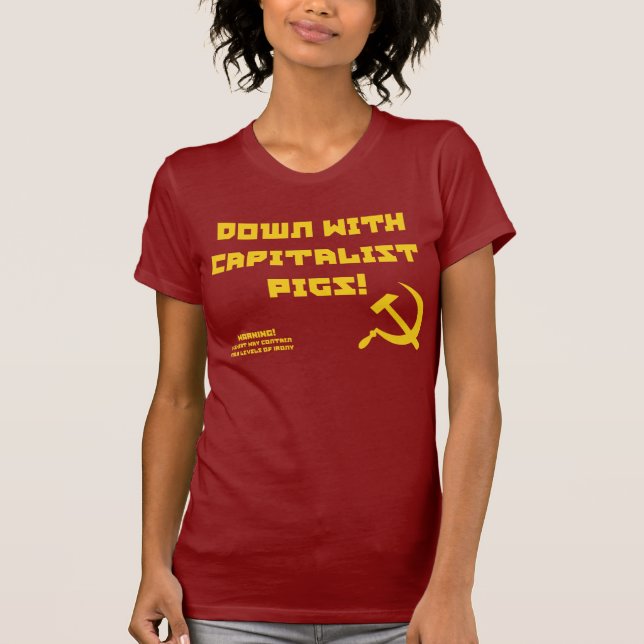 T-shirt capitalista da ironia das mulheres (Frente)